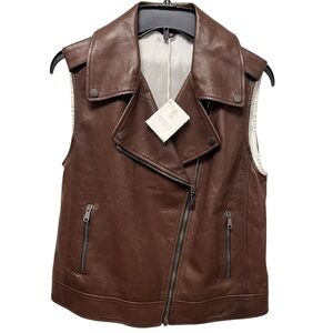 Brunello Cucinelli Women’s Bikers motorcycle Vest-Jacket 100% Leather